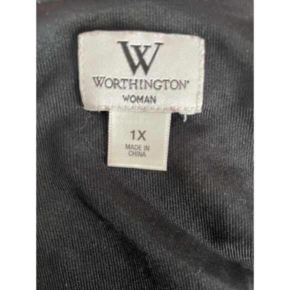 Worthington Woman Blouse Top Size 1x ELECTRIC‎ Artsy Flowy Tunic Stretch 90s - Picture 4 of 10